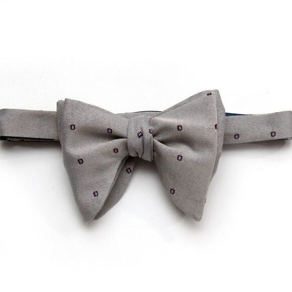 Men's Self tied Bow Tie Big bow tie Butterfly Bow tie S604 Grey Blue Polka Dot - Picture 2 of 11